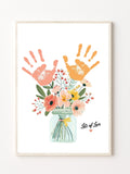 Flower Handprint Craft Art, Printable | Mothers Day, For Mom or Grandma Birthday Handprint, Gift from Kids or Grandkids, Mother's Day birthday flower