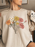 Custom Birth Month Wildflowers Bouquet Sweatshirt, Personalized Mom Gift, Grandma Garden Gift, Mothers Day Gift, Kids Name Sleeve Print MO37 birthday flower