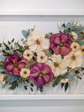 Custom bridal pressed flower keepsakes, wedding keepsakes, pressed flower art, local Montreal pickup, bridal bouquet preservation wedding flower