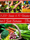 9,200+ Vegetable, Fruits and Herb Variety Seeds - Survival Seed Kit- 40 Packs & 70 Varieties -All Heirloom seeds bulk