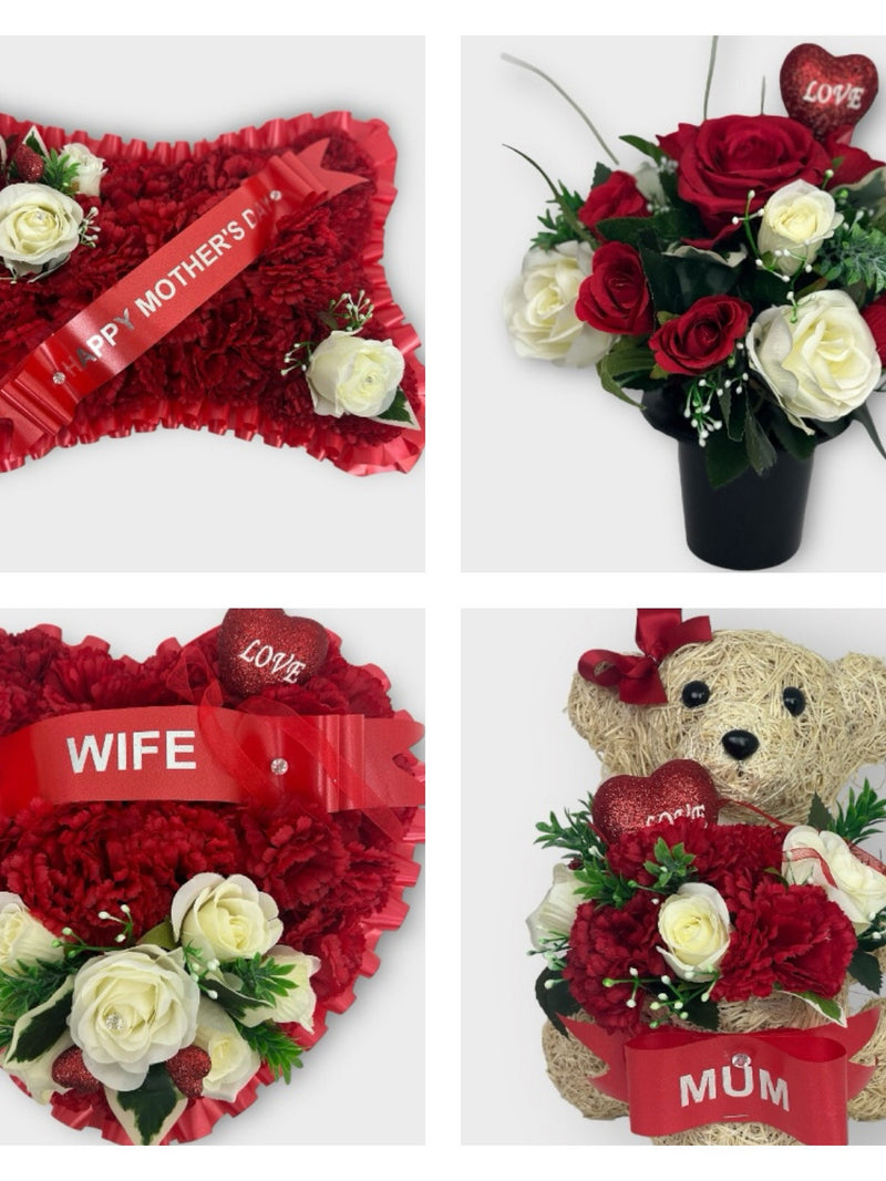 Flowers Grave Flowers Heart Wreath Funeral Tribute Memorial wife , Husband ,Mum sympathy flower