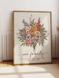 Boho Birth Flower Family Bouquet Print, Birth Month Flower Gift for Mom, Mother's Day Gift, Custom Digital Wall Art Print Personalized Gifts birthday flower