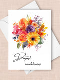 Sympathy Card, Condolences Card With Watercolor Flowers sympathy flower