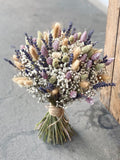 Meadow Lavender Wedding Bouquet/Rustic Wedding Flower/ Dried  Baby's Breath /Daisy Flower/ Wild Flower/Bridesmaid Gift wedding flower