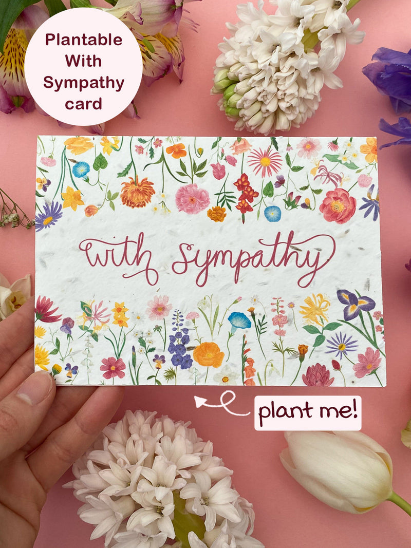 Plantable With Sympathy card, Condolences card, Bereavement card, Floral card, Wildflower seed card, Eco friendly biodegradable card sympathy flower