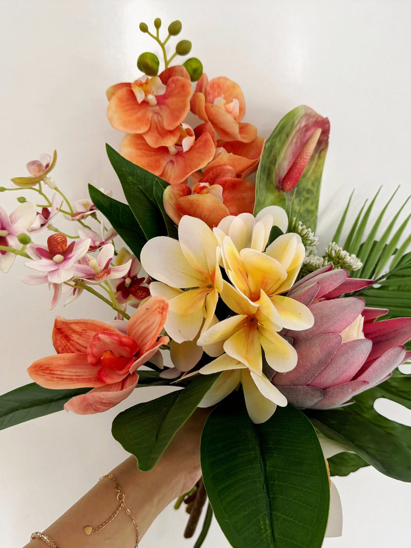 Plumeria and orchid bouquet, Tropical bridal bouquet, Tropical flower bouquet, Hawaiian wedding flower, Exotic bouquet, Tropical silk flower Bouquet