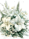 10 White Funeral Flowers Clipart, Digital Download, Printable Watercolor Images, Paper Crafts, White Bouquet, High Quality JPG, Junk Journal sympathy flower