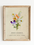 Family Birth Month Flower Bouquet, Custom Gift For Mom, Watercolor Family Garden Art, Personalized MotherÕs Day Gift birthday flower