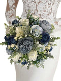 Ivory/dusky blue  natural look artificial wedding flowers wedding flower