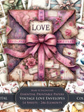 Vintage Love Ephemera: Floral Envelopes, Cards (Digital Download) Love Romance Flower