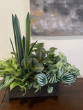 Artificial Ledge Plant in Wooden Planter - Luxury Faux Greenery for Shelf - Large Realistic Fake Plants - Home Decor Box faux plants