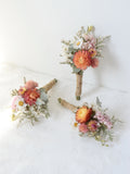 Blush & Peach Dried Flower Wedding Boutonniere wedding flower