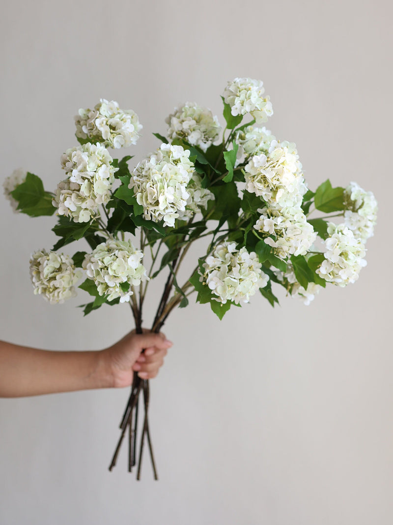 25" Artificial Snowball Flowers Branch in Cream, Real Touch Flowers, Faux Botanicals, DIY Florals, Wedding/Home/Kitchen Decoration | Gifts FLOWER DELIVERY