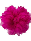 M&S Schmalberg 5" Modern Chrysanthemum (Mum) Fuchsia Silk Organza Fabric Flower Brooch Pin Handmade in NYC silk flower