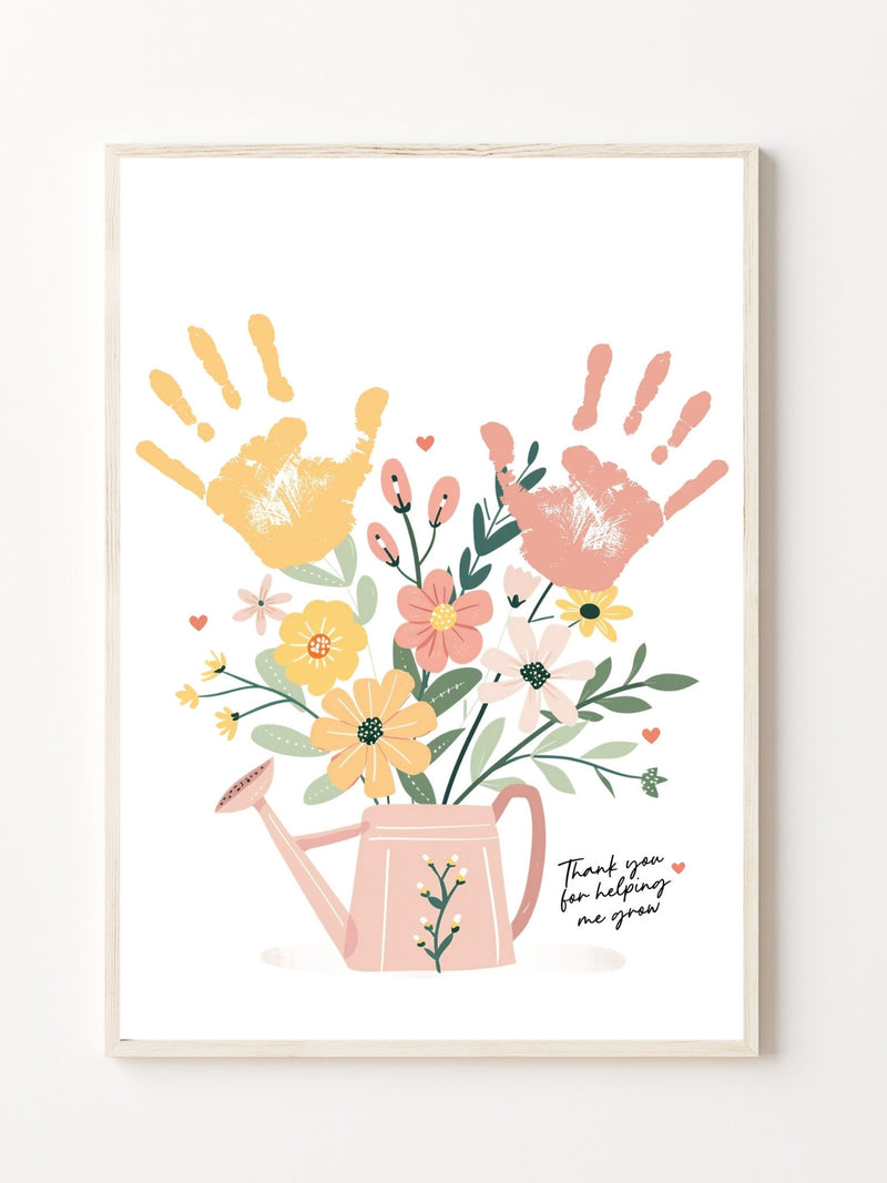 Flower Handprint Craft Art, Printable | Mothers Day, For Mom or Grandma Birthday Handprint, Teacher Appreciation Gift from Kids or Grandkids birthday flower