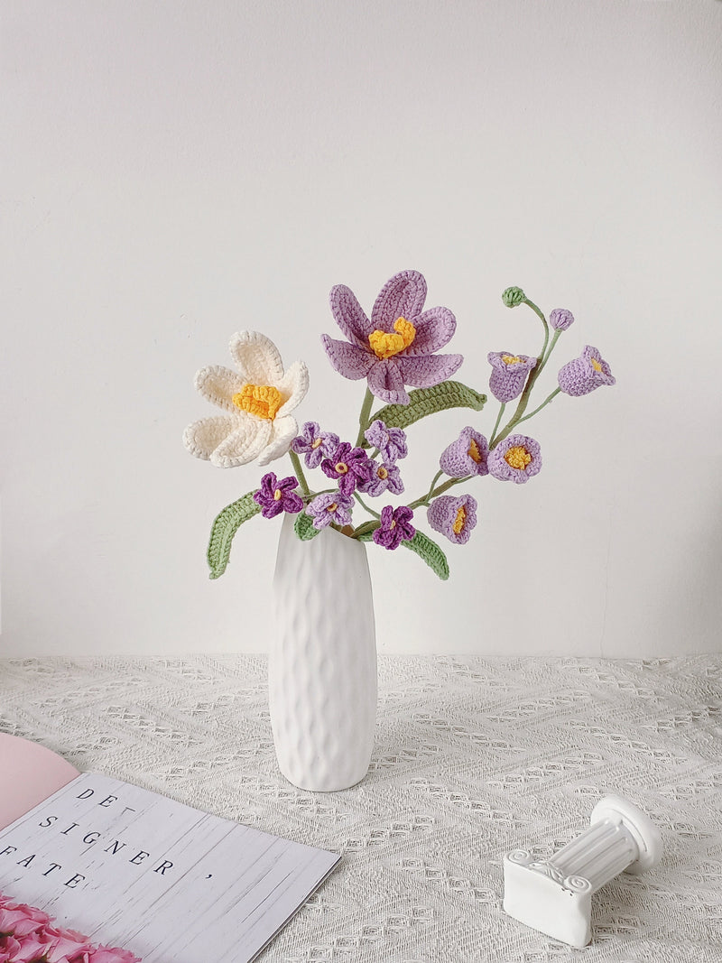 Hand-Crocheted Yarn Flower Arrangement: Floral Gift with Bendable Stems sympathy flower