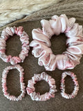 100% mulberry silk scrunchie -  digital printed vintage floral (pink roses) | bridesmaid | birthday | teacher | hair accessories | hair ties silk flower