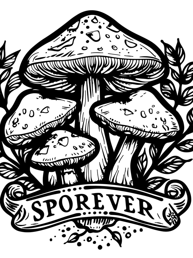 Sporever Mushroom Vector Logo | Svg, Jpg, Png, Dxf | Clipart, Cricut, Print, Instant Download flower spore