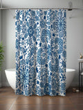 Blue floral vintage Shower Curtain, flower spring summer garden, retro mid-century bathroom Curtain Mat, home bath Decor, House warming Gift house warming flower