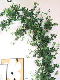 Greenery Long Vine with Green Leaves, Fake Ivy Plant Hanging Wall, Faux Green Leaf Cane Craft, Artificial Flower, Foliage for Wreath Arch faux plants