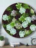 Vertical Hanging Artificial Succulent Living Wall Art - Wall Mount 3D Garden Greenery - Indoor/Outdoor Faux Plant Art Decor - 20" Circle faux plants