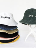 Custom Embroidered Bucket Hat: Personalized Text, Summer Hat silk flower