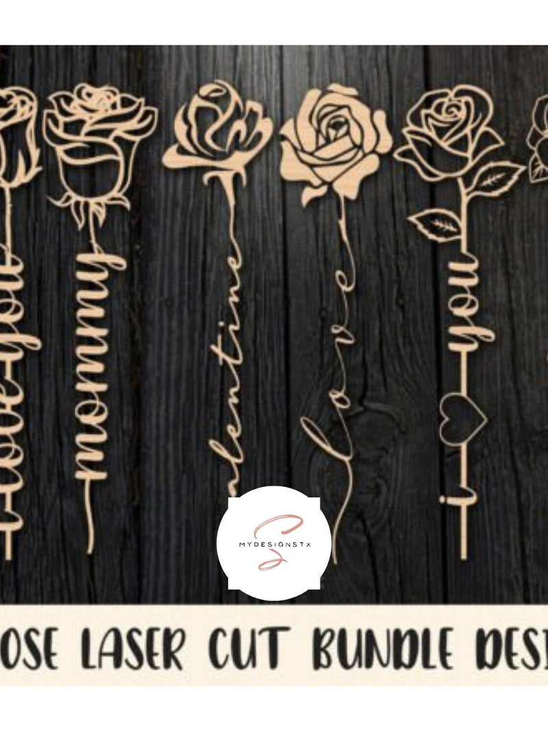 Rose Flower Laser Cut Bundle Valentines Day Decor SVG EPS PNG Love Romance Flower