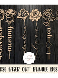 Rose Flower Laser Cut Bundle Valentines Day Decor SVG EPS PNG Love Romance Flower