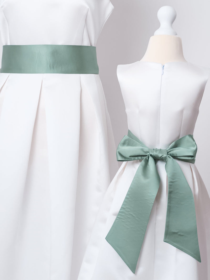 Silk sash belt matches perfectly the dress color, flower girl sash belt silk flower