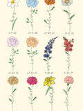 Birth Flowers Personalized Digital Download Print | Custom Names and Birth Dates | Custom Bouquet | Floral | Wall Art | Unique Custom Gifts birthday flower