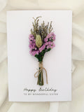 Happy Birthday Sister Card, Happy Birthday Sister, Dried Flower Bouquet, Birthday Card Sister, Happy Birthday Flower Card, Sister Birthday birthday flower