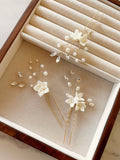 Wedding Brides Porcelain Flower Gold Silver Bridal Bridesmaids Hair Pins Jewellery Pearl comb slide Head Piece Acc Set , Australia handmade FLOWER DELIVERY