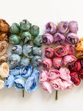 6-12 Small Dry Silk Roses on Wire Stems - CHOOSE COLOR - Sold As Is, Artificial Rose Flowers, Corsage Flowers silk flower