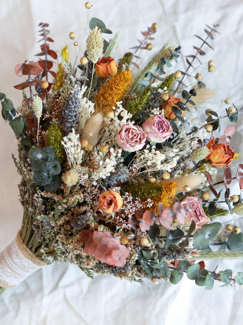Earth Tone Boho Bouquet l Terracotta Bridal Bouquet l Quicksand Dried Flowers Bouquet l Wedding Bouquet Bouquet
