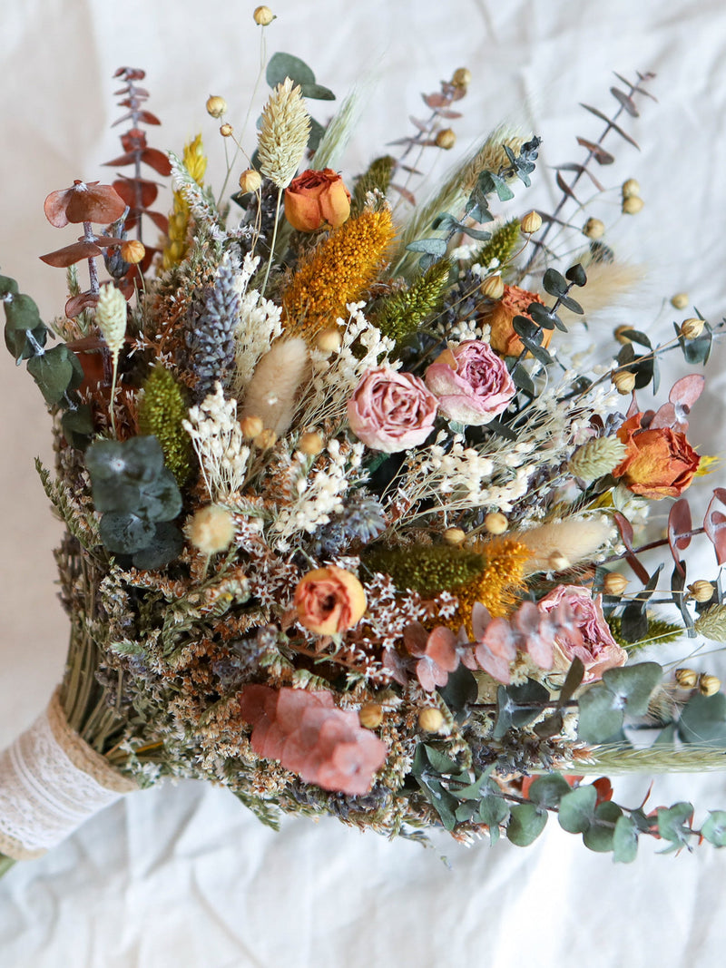 Earth Tone Boho Bouquet l Terracotta Bridal Bouquet l Quicksand Dried Flowers Bouquet l Wedding Bouquet wedding flower