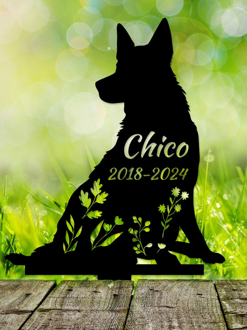 Dog Memorial Stake Personalized, German Shepherd Sign, Sympathy Sign, Pet Grave Marker, Remembrance Stake, Dog Garden Sign, Dog Loss Gift sympathy flower