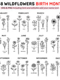 Wildflowers Birthmonth SVG, PNG bundle 568 graphics - Birth month wild flowers svg files Birthday Flower clipart Botanical instant downloads birthday flower