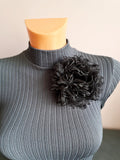 Black flower brooch Gift for mother For daughter Party brooch Gift for her Elegant brooch for women Different sizes Holiday flower brooch silk flower
