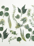 19PCS Artificial Silk Green Leaf Plant Combo Set / 1Pack Fake Foliage Flower Filler Grab Bag For DIY Crafts Bouquets Wreath Decor Faux Leaf faux plants