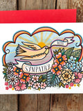 With Sympathy Card with flowers | Modern Floral design with swallow | Grieving card uk sympathy flower