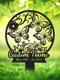 Custom Butterfly Memorial Stake, Grave Marker Custom Butterflies and Flower Sign, Memorial Plaque In Loving Memory, Sympathy Gift, Mom Loss sympathy flower