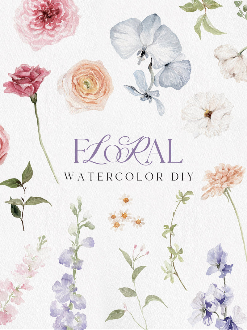 Calm BLOSSOM, Watercolor Flower PNG, Watercolor Clipart, Flower PNG, Boho Clipart, Wedding Flower, Watercolor Floral Love Romance Flower