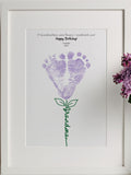 Personalised flower keepsake footprint - Birthday gift from baby - First Birthday as grandma birthday flower
