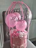 Hot Air Balloon Flower Box, hat box flowers, birthday balloon, celebration balloon, balloon gifts, gifts for her, Mothers day, celebration birthday flower
