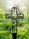 Cross Memorial Metal Stake Custom, Sympathy Grave Stake, Floral Cross Grave Marker, Loss of Loved Ones Remembrance Bereavement Grave Markers sympathy flower
