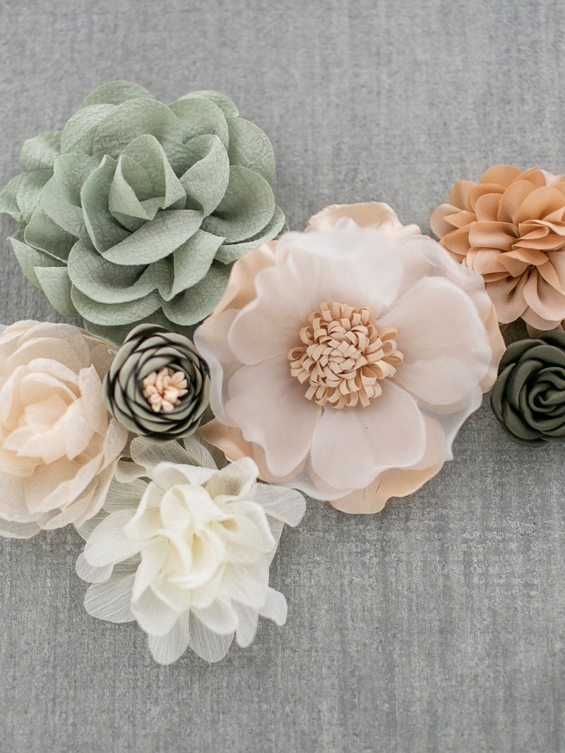 Sage Green & Champagne Fabric Flower Variety Pack FLOWER DELIVERY