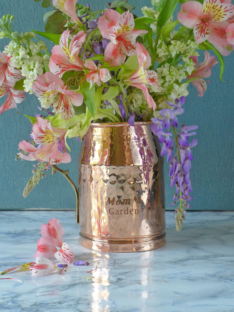 Personalized Copper Flower Vase, Hammered Home Decor, 7th Anniversary Gift ANNIVERSARY