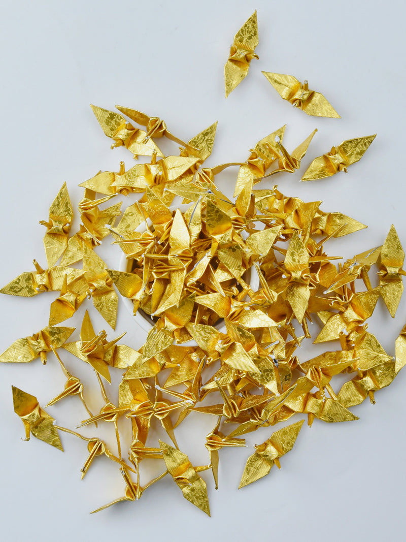 1000 Gold Flower Pattern Origami Paper Crane - Made Small 1.5 inch - for handmade pattern Japanese for wedding decor gift anniversary FLOWER DELIVERY