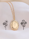 Custom Birth Flower Bouquet Locket Necklace, Engraved Photo Locket, Bridesmaid Gift ANNIVERSARY