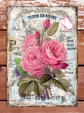 Shabby Chic Pink Rose Flower Vintage French Metal Sign, Wall Hanging Plaque, Bedroom Decoration, Roses Art Print, Floral Home Art Decor Gift FLOWER DELIVERY